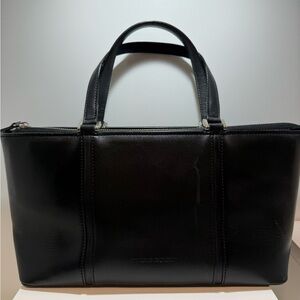 Burberry Black Leather with House Check Interior Handbag